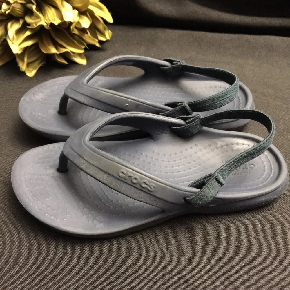 Crocs Sandals-Blue w/stretch‎ heel -Size: 10C